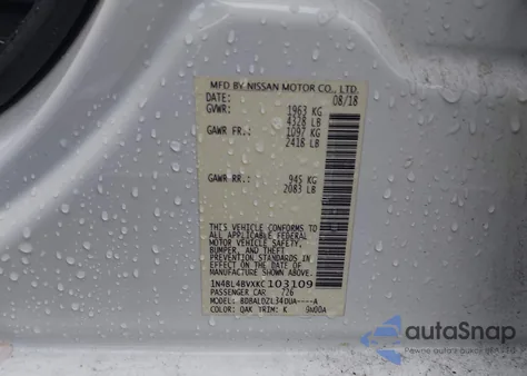 2019 Nissan Altima 2.5 S из США, поврежденный, VIN 1N4BL4BVXKC103109